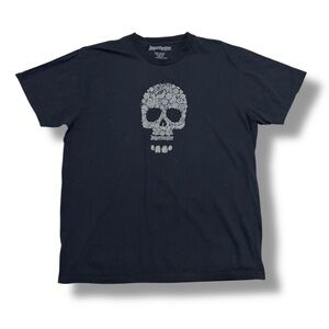 JAGERMEISTER Black Crew Neck Shirt Floral Sugar Skull Graphic VINTAGE
